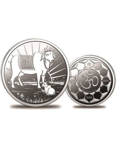 Omkar Mint Kamdhenu Mata Silver Coin of 100 Grams in 999 Purity Fineness