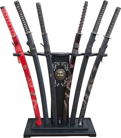 Amazon.com: lukar Vertical Sword Stand Floor, 6 Tier Katana Holder Stand, Wooden Sword Rack ...