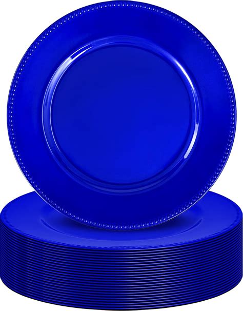 Amazon.com | YJYQHYX 24 Pack Royal Blue Charger Plates 13" Plastic ...