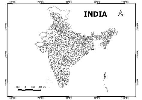 Shapefile of India State, District Administrative Boundaries (2025) - Map GIS