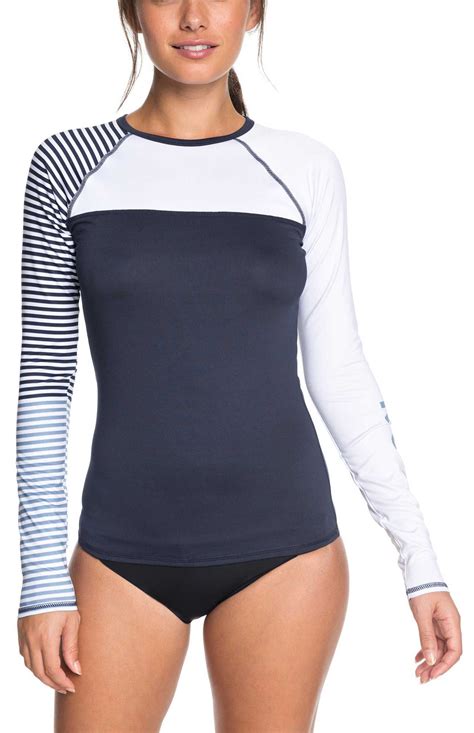 Roxy Women's Stripe Long Sleeve Rash Guard | Swim shirts for women ...