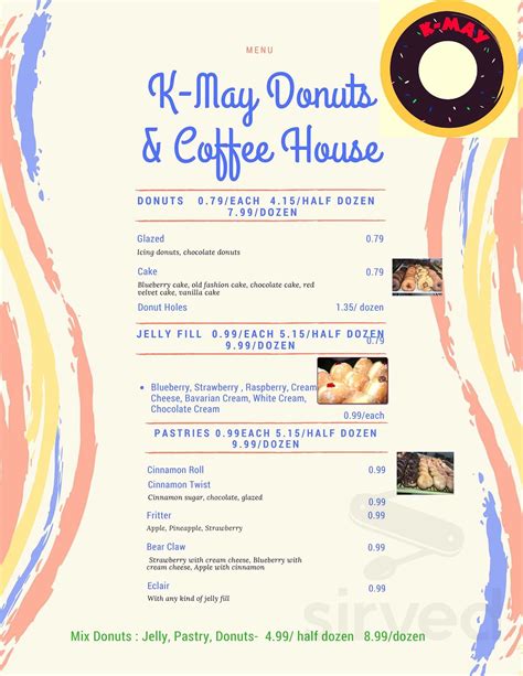 K May Donuts & Coffee House menu in Decatur, Alabama, USA