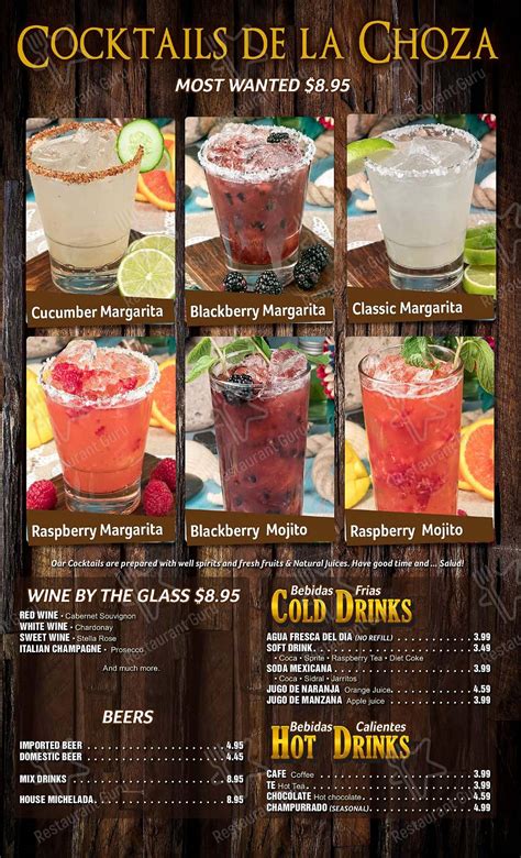 Menu at La Choza Mexican & seafood Restaurant., City of Industry