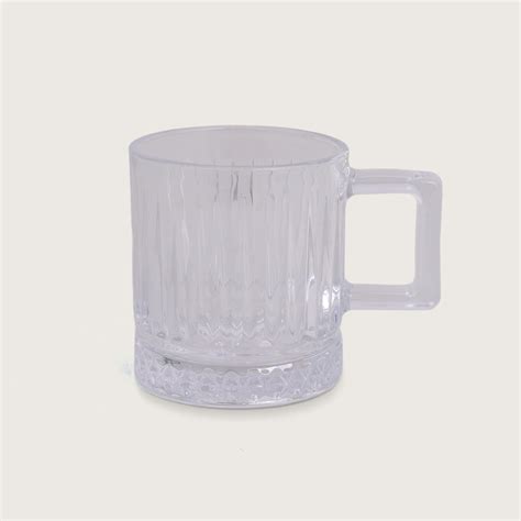 Glass Coffee Mugs 250ML with Handle, Ribbed Design, Set of 6 – HOME 360