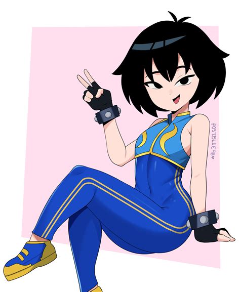 chun-li and peni parker (street fighter and 5 more) drawn by postblue98 ...