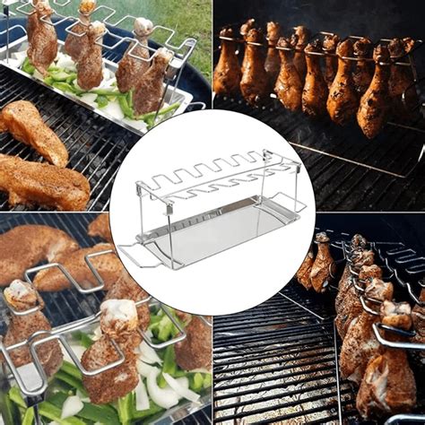 Chicken Leg And Wing Rack For Grill Smoker Oven - Easy To Use 14 Slots ...