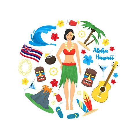 Premium Vector | Cartoon symbol of hawaii round design template vector