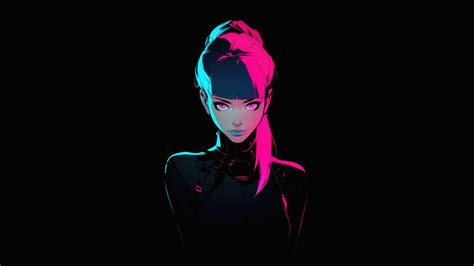 3840x2160 Late Nights Anime Girl Neon Pony Tail Girl Oled 4K ,HD 4k ...