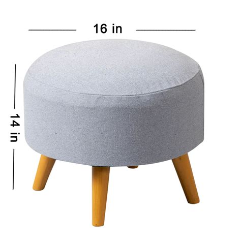 Wooden Ottomans: Cotton Canvas Grey Ottoman – Set of 1 – Studio GKW