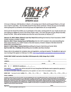 Fillable Online race in April in Lake Mary Fax Email Print - pdfFiller
