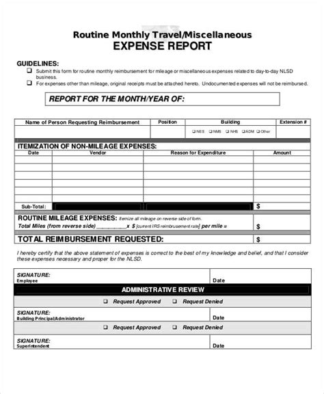 Image result for Examples of Expense Report