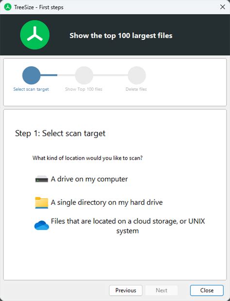 Easy first steps with TreeSize