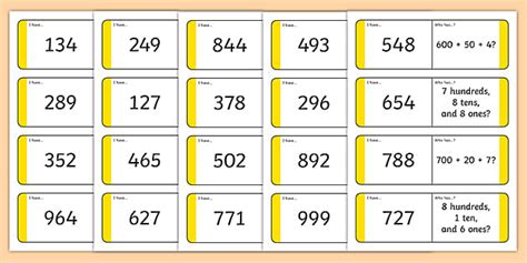 Place Value Loop Cards 3 Digits
