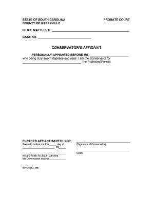 Fillable Online STATE OF SOUTH CAROLINA COUNTY OF GREENVILLE PROBATE ...