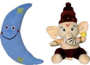 UWU TOYS Musical Mantra Ganesha and Moon Combo Plush Toy - 50 mm ...