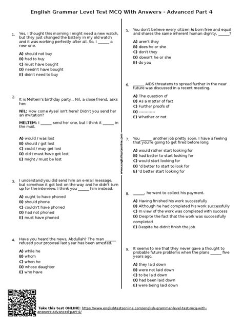 Image result for English Grammar Level Test