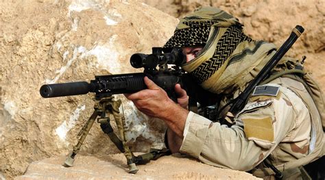 Navy Seal Sniper Weapons MK12 SPR Special Purpose Rifle With Navy