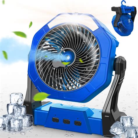 Amazon.com: Ausic Camping Fan, Misting Fan Portable with Light & 250ml ...