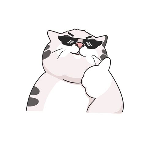 Thumb Up Cat Meme Sticker Tshirt Illustration 44876460 PNG