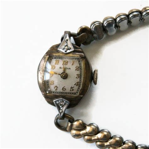 Vintage Bulova Women's Watch - 10k Gold Filled - 2 Diamond Chips ...