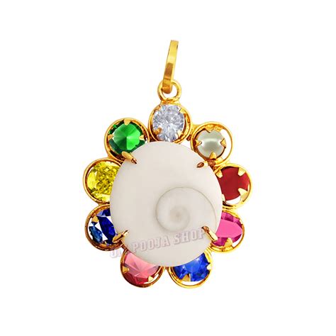 Gomti Chakra with Navratan Pendant in Copper