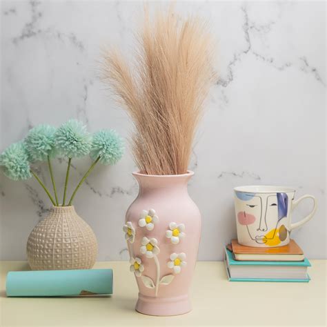 Buy Market99 Ceramic Pink Vase | Flower Holder for Artificial Plants ...