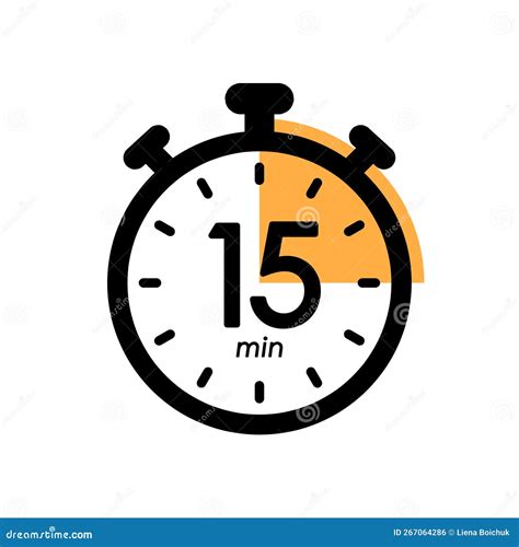 Fifteen Minutes Stopwatch Icon, Timer Symbol, Cooking Time, Cosmetic or ...