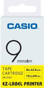 CASIO 9mm Color Label Printer Tape (Black on Yellow) Self-Adhesive ...