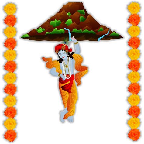 CVANU Lord Krishna Lifting Govardhan Parvat Religious Wall Sticker ...