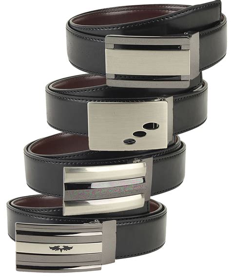 SCZ Men's Reversible Black / Brown Leather Dress Belt - Sizes 32 to 54 ...