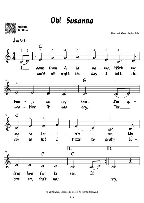 Oh! Susanna – Children Song [VERY EASY] (arr. Darek) by Children Songs ...