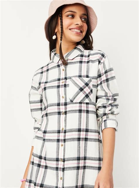 Buy Girls Checked Longline Shirt Online at just Rs. 649.0 ...