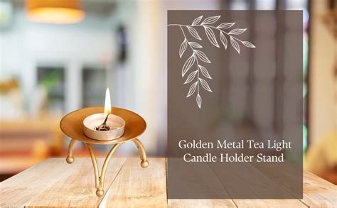 Buy eCraftIndia Handcrafted Golden Metal Tea Light Candle Holder Stand ...