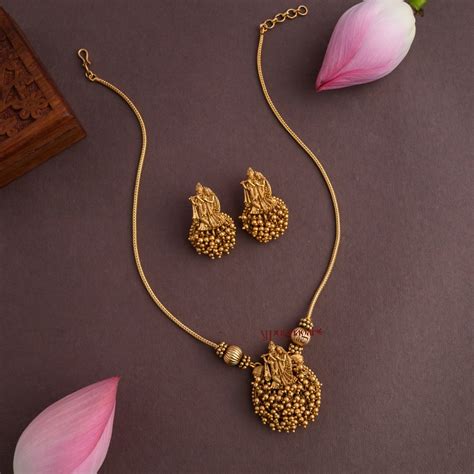 Matt Radha Krishna Gold Beaded Necklace – AJ Punnagai