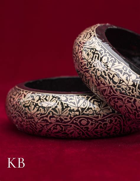 Kashmiri Papier Mâché Bangles (Set of 2, Black) | Artisan-Made | Handc ...