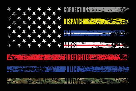 First Responder American Flag With Awareness Colors In Stars And ...