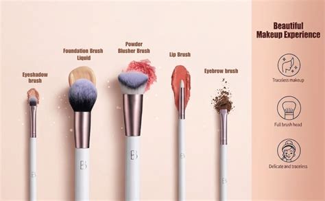 BS-MALL Travel Makeup Brushes Premium Synthetic Foundation Powder ...