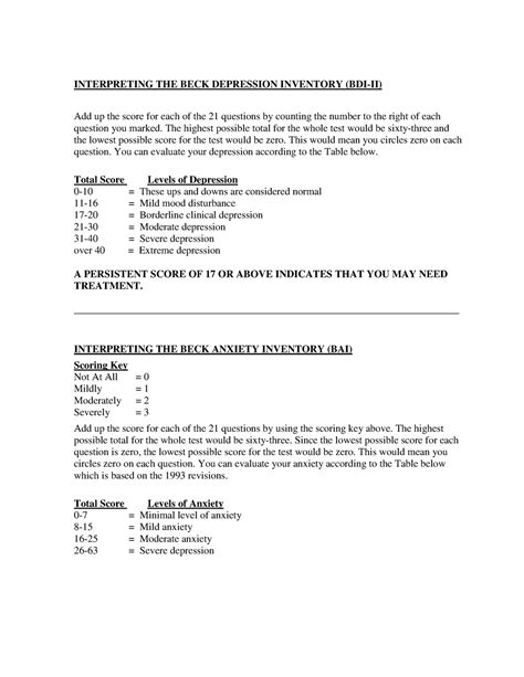 Scoring Instructionsforthe Beck Inventories 1 - INTERPRETING THE BECK ...