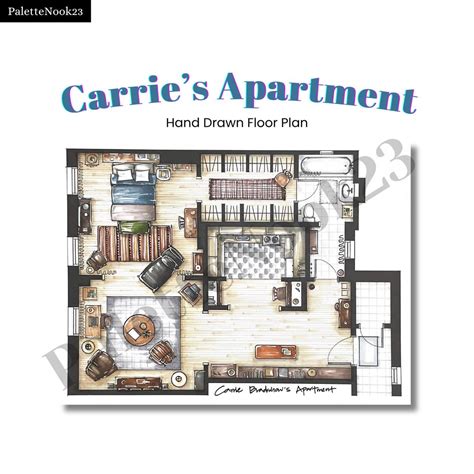 Carrie Bradshaw Apartment Floor Plan | Hand-drawn Sex and the City ...