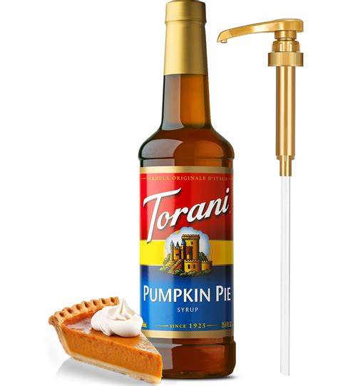 Pumpkin Pie Syrup, Torani Pumpkin Pie Syrup for Coffee 25.4 Ounces with Little Squirt Syrup Pump ...