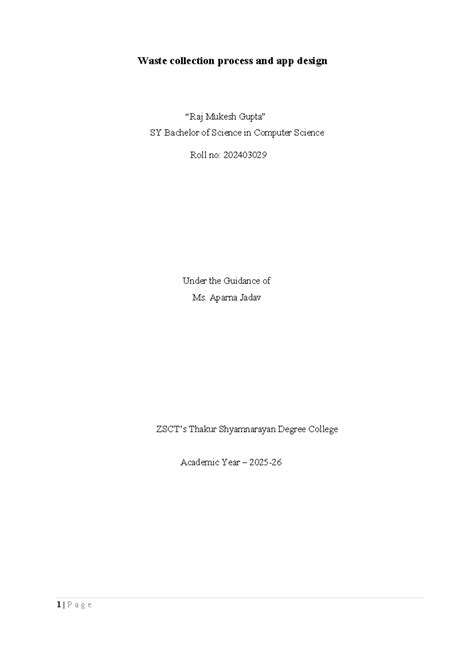 SY BSc Project: Smart Waste Collection Process & App Design - Studocu