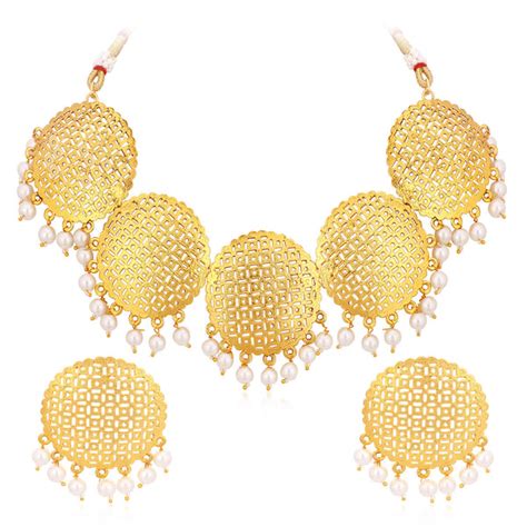 Sukkhi Classic Gold Plated Pearl Choker Necklace Set For Women - Sukkhi.com