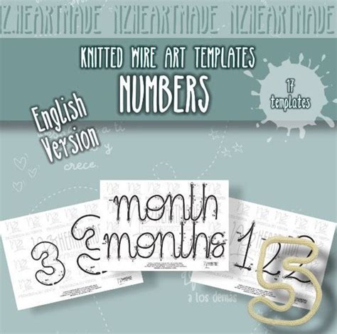 Plantilla Numeros version en ingles , alambre tejido, tricotin, i-cord ...