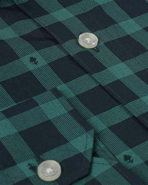 Kale Green Coloured Printed Check Shirt For Men – Prime Porter