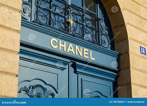 Chanel Luxury Store Sign on Blue Door in Place Vendome in Paris, France Editorial Stock Photo ...