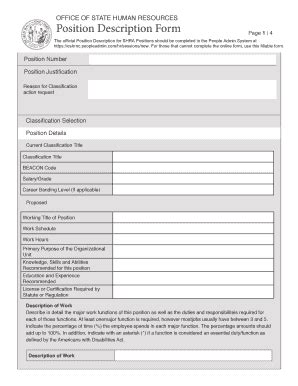 Fillable Online The official Position Description for SHRA Positions ...