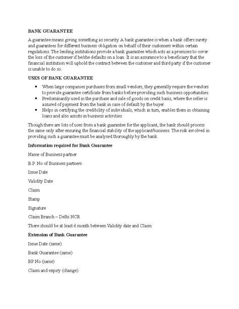 BANK Guarantee - BANK GUARANTEE A guarantee means giving something as ...