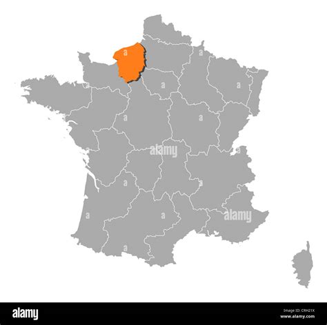 Political map of France with the several regions where Upper Normandy ...