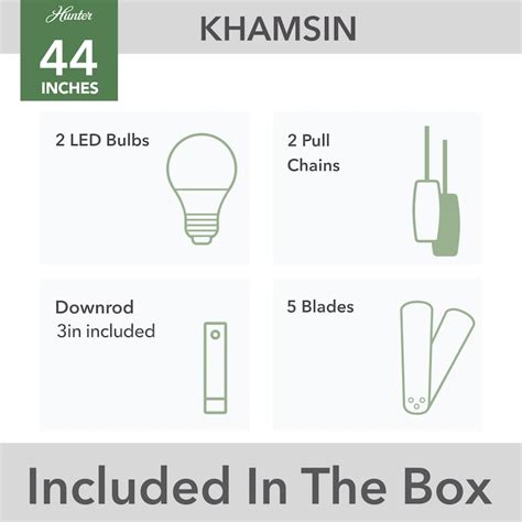 Hunter Khamsin 44-in Fresh White LED Indoor Ceiling Fan with Light (5 ...