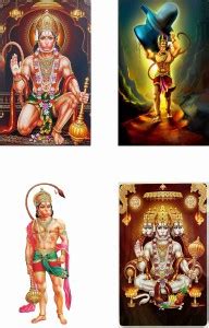 God Hanuman Ji Combo Poster Set of 4 Posters With Gloss Lamination M17 ...